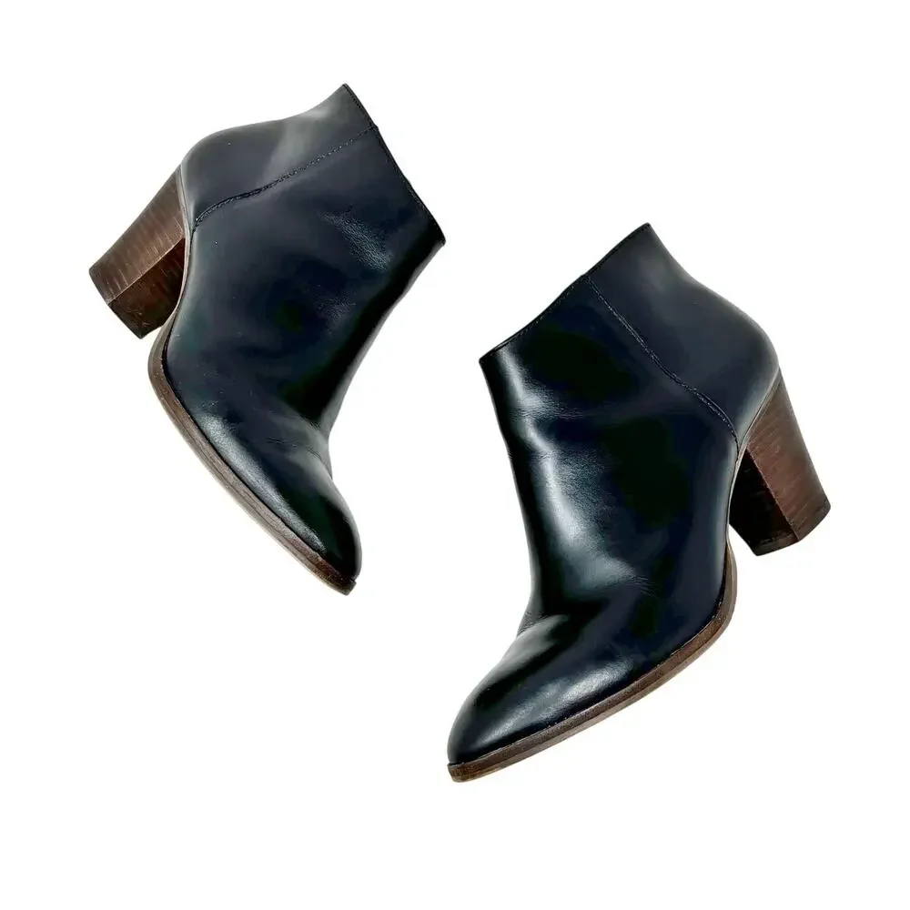 J.Crew Laine Ankle Boots size 7.5 Black Leather